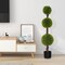4 Feet Decorative Faux Boxwood Topiary in Black Planter Indoor Greenery for Modern Living Spaces
